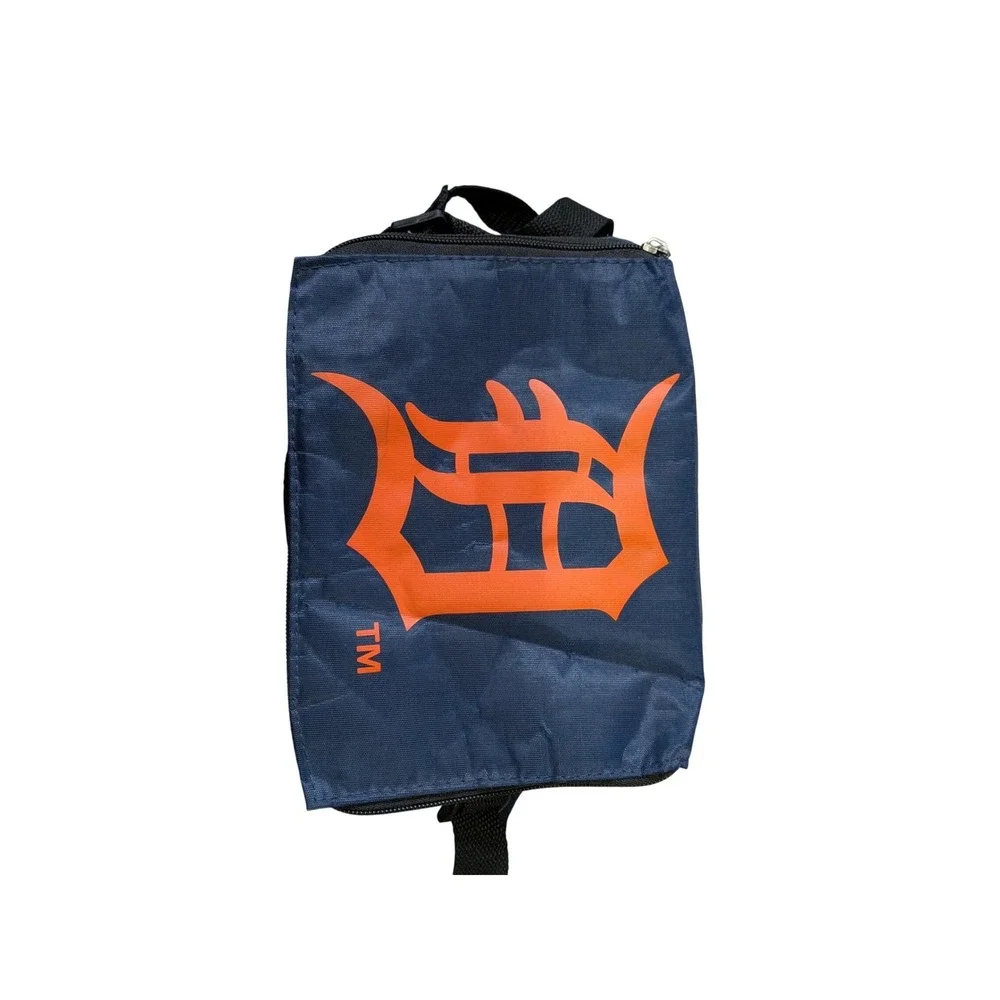 Detroit‎ Tigers MLB Lunch Bag Insulated Cooler Emoji Print Navy Blue Orange